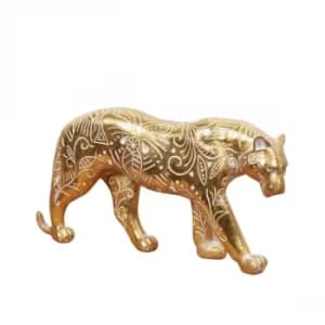Gold Finish Jaguar Ornament with Ornate Pattern