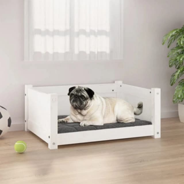 VIDAXL Vidaxl - Dog Bed White 65.5x50.5x28cm Solid Pine Wood 8720287140337