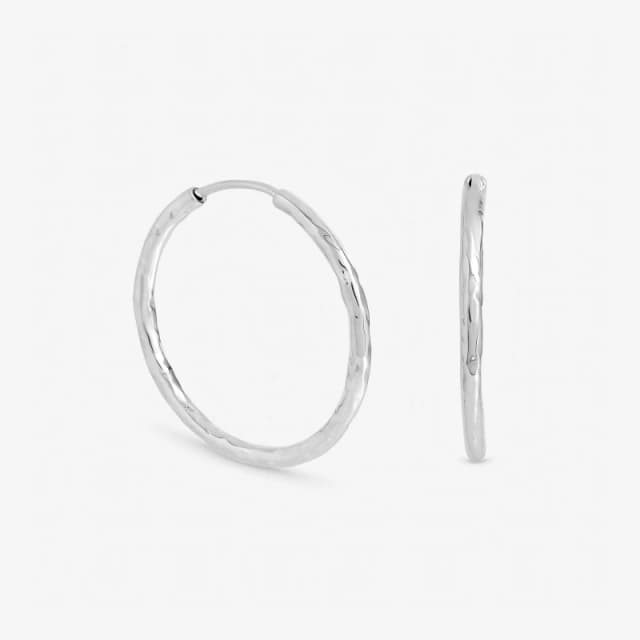 Inicio Sterling Silver Plated Molten Medium Sleeper Hoops Silver female One Size