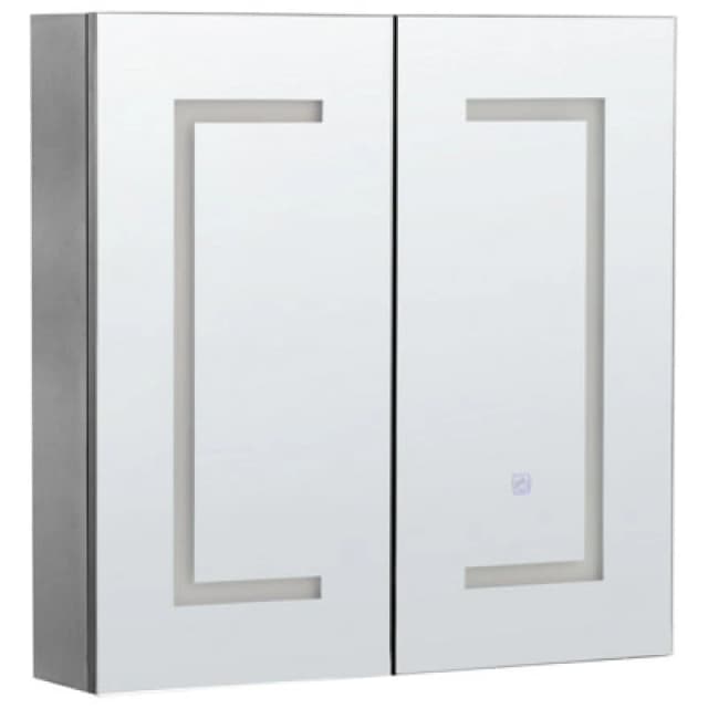 Beliani Bathroom Wall Mounted Mirror Cabinet LED Mazarredo 60 Cm 60 Cm Black