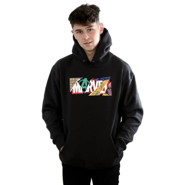 Marvel Marvel Men Collage Logo Hoodie in Black Size: Small Black S Male 5059400369441