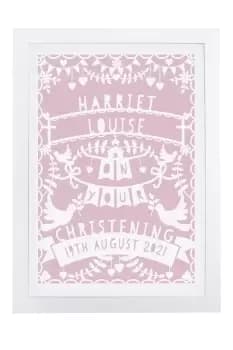 Personalised Pink Papercut Style A4 White Framed Print