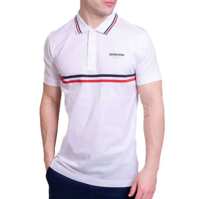 Lambretta Lambretta Men Classic SS24 Stripes Polo Shirt in White Size: Medium White M Male 5063703653565