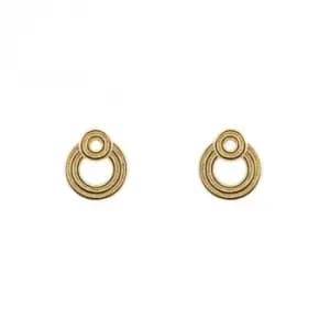 Double Circle Gold Plated Ridged Stud Earrings E6243