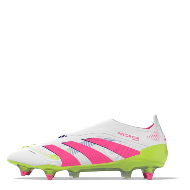 adidas Predator Elite Laceless Soft Ground Football Boots Wht/Pink/Lem male 6 (39.3)