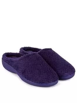 TOTES Isotoner 360 Comfort Popcorn Mule - Navy, Size 4, Women