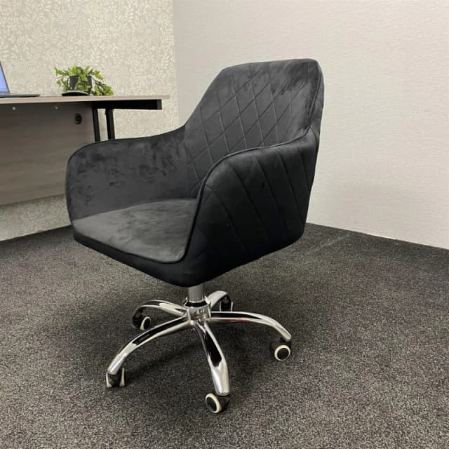 KOSY KOALA Office Chair Black velvet swivel with arms and wheels leisure home desk computer Black