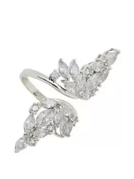 Jon Richard Rhodium Cubic Zirconia Statement Open Ring 16mm, Silver, Size L, Women