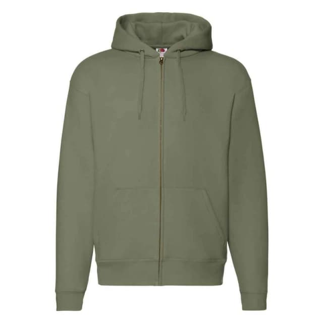 Fruit Of The Loom Fruit of the Loom Men Premium Full Zip Hoodie in Olive Size: large Olive L Male 5063527304629