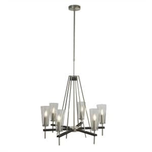 6 Light Pendant Satin Silver, Black, E14