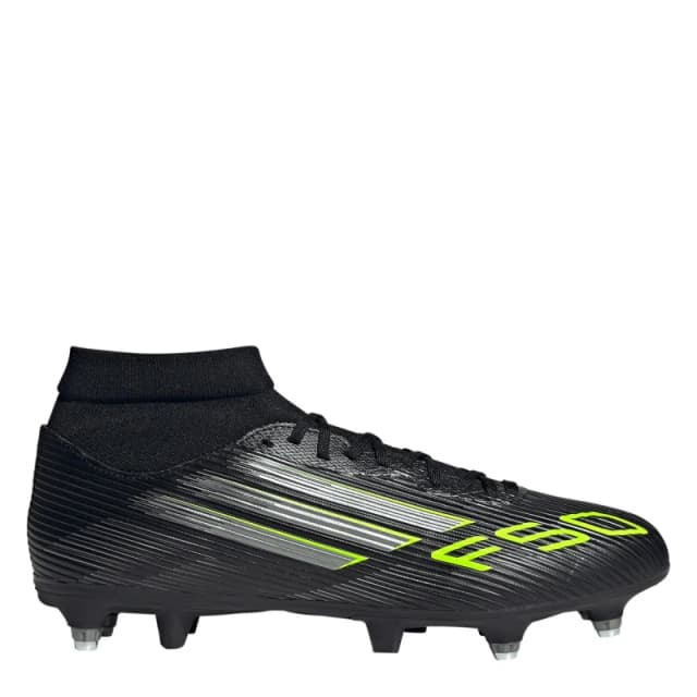 adidas F50 League Adults Mid Soft Ground Football Boots Black/Lemon male 8 (42)