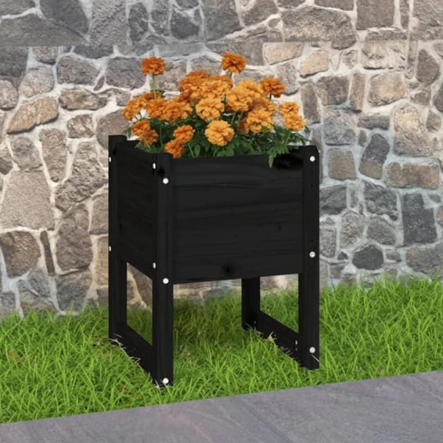 vidaXL Planter Black 40x40x52.5cm Solid Wood Pine, Black 822115
