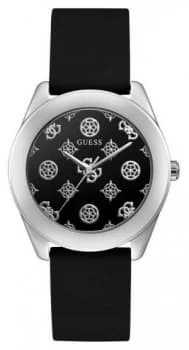 Guess Peony G Womens Black Silicone Strap Black Logo Watch