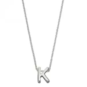 Initial K Plain Silver Initial Necklace N4438