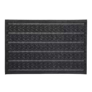 JVL Knit Design Scraper 40 x 60cm Charcoal Door Mat - Braided