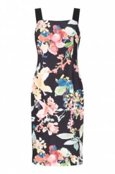 Adrianna Papell Scuba Floral Dress Black Multi