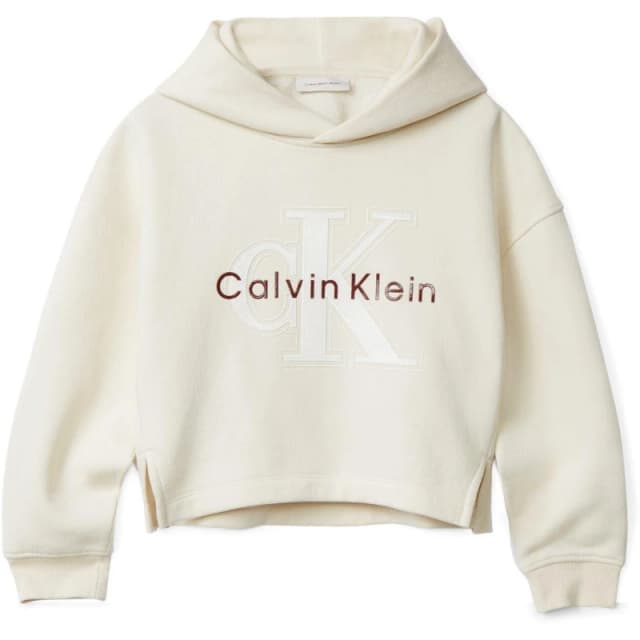 Calvin Klein Jeans Kids Big Logo Cotton Pull Over Hoodie Whitecap PGB female 10Y