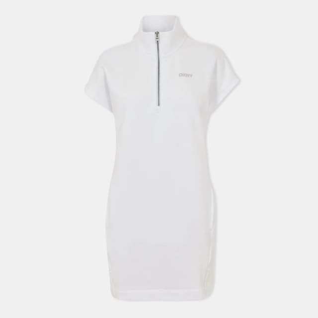 DKNY Womens Half-Zip Knit Slim Fit Jumper Dress White female 8 (XS)