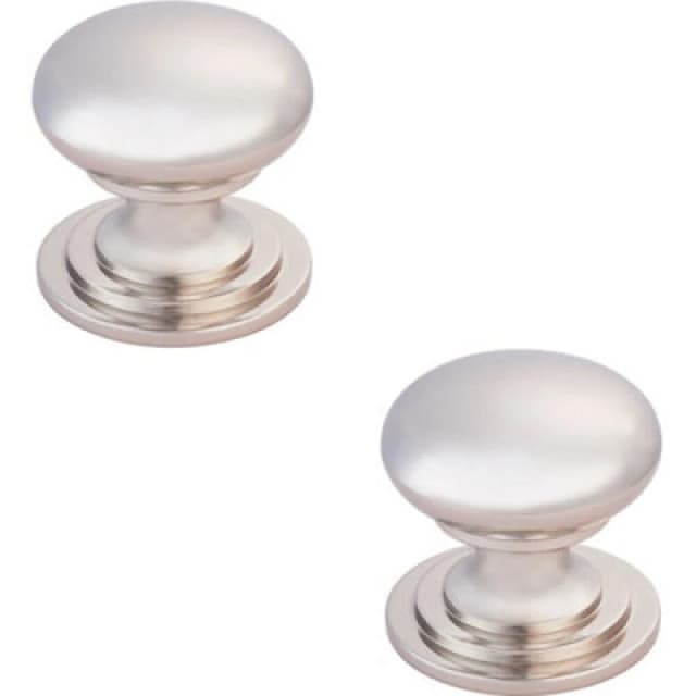 Loops 2x Victorian Round Cupboard Door Knob 38mm Dia Polished Nickel Cabinet Handle Metallics unisex