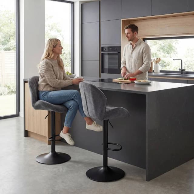 HOMCOM Modern Bar Stools Set of 2, Swivel Counter Height Barstools, Grey Grey Unisex
