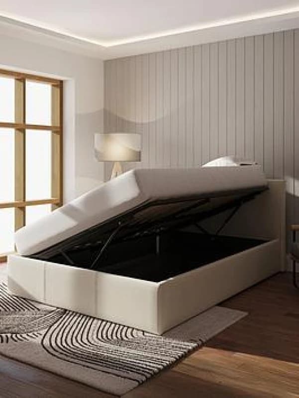 GFW Side Lift Double Ottoman Grey Fabric Bed & Pocket Mattress, Grey SL135GRSP