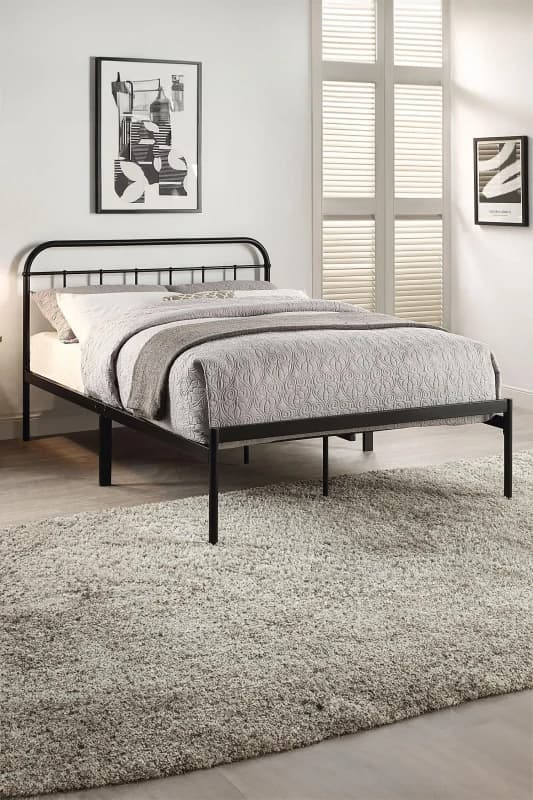Slumberworx Aldbury Traditional Style Black Metal Double Bed Frame, Black 5.05574E+12