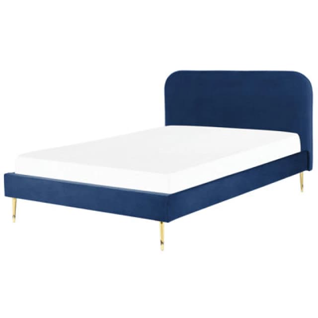 Beliani Bed Velvet Flayat 160 X 200 Cm (Eu King Size) Navy Blue