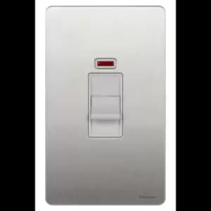 Schneider Electric Ultimate Screwless Flat Plate - Double Control Switch with Neon Indicator, Double Pole, 50AX, GU4421WSS, Stainless Steel with White
