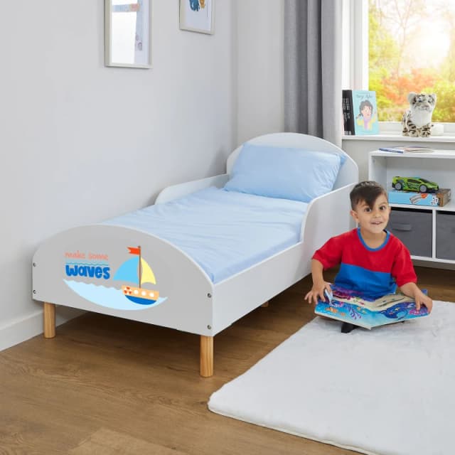 Liberty House Toys Kids White Toddler Bed - Make Some Waves Size: Cot Bed White Unisex Cot Bed