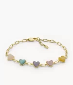 Fossil Women Multicolor Resin Heart Chain Bracelet