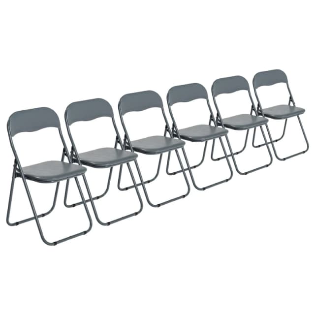 Harbour Housewares 6X Padded Folding Chairs - Grey - Metal Frame Easy Store Portable Folding Seats
