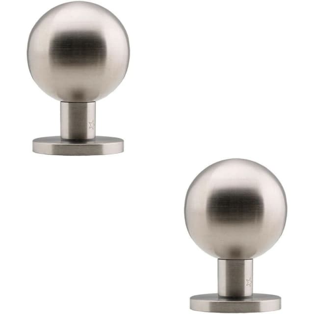 Loops 2x Round Mortice Door Knob - Satin Stainless Steel - 50mm Rose - Modern Handle Metallics unisex