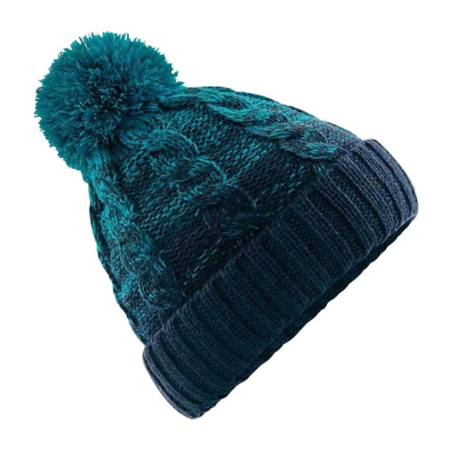 Beechfield Beechfield Men Ombre Pom Pom Beanie in Teal Teal One Size Male 5063425849093