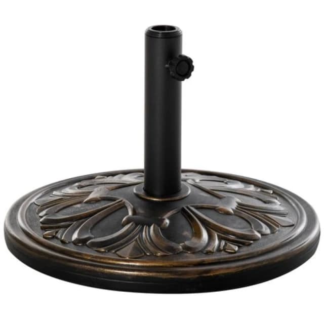 Outsunny 13KG Round Parasol Base Heavy Duty Cement Stand Umbrella Holder Garden Bronze