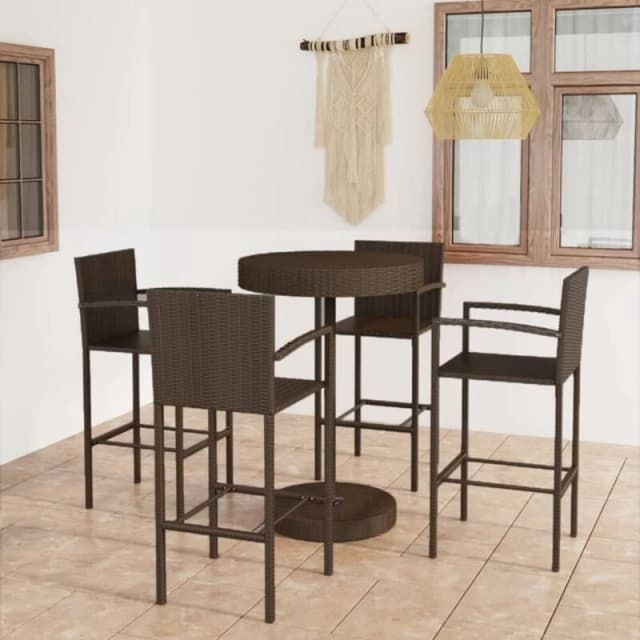 MINKUROW Minkurow - 5 Piece Garden Bar Set Poly Rattan Brown vidaXL YX3064771