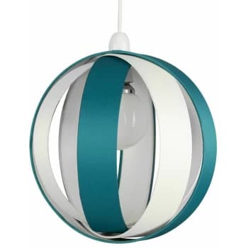 Minisun - J90 Globe Ceiling Pendant Light Shade - Teal & Cream - No Bulb