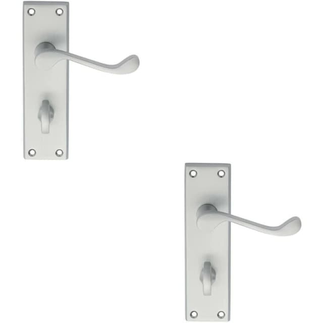 Loops 2x PAIR Victorian Scroll Handle on Bathroom Backplate 150 x 43mm Satin Chrome Multi
