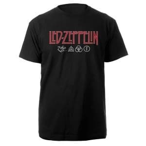 Led Zeppelin - Logo & Symbols Mens Large T-Shirt - Black