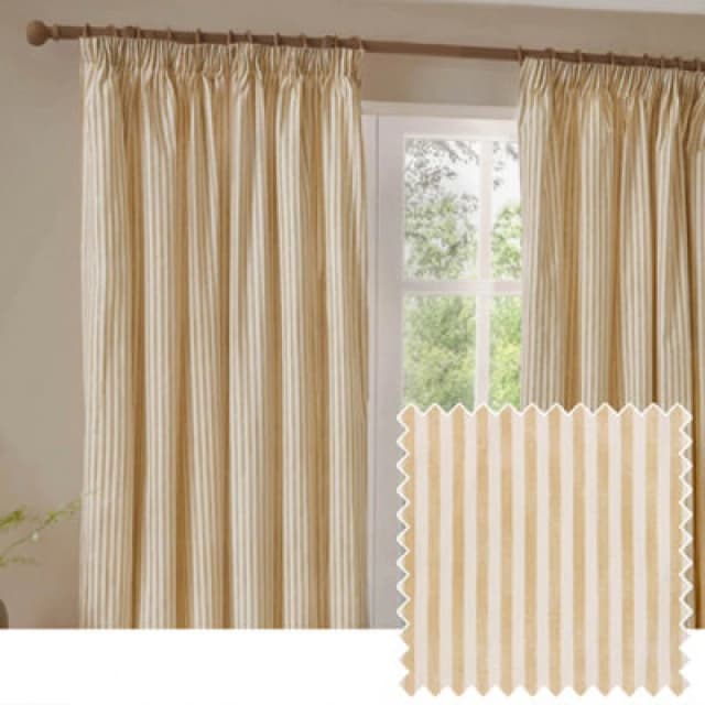 Yard Hebden Striped Cotton Pencil Pleat Curtain Pair Forest 229 X 229Cm, Green 5025532824820.00