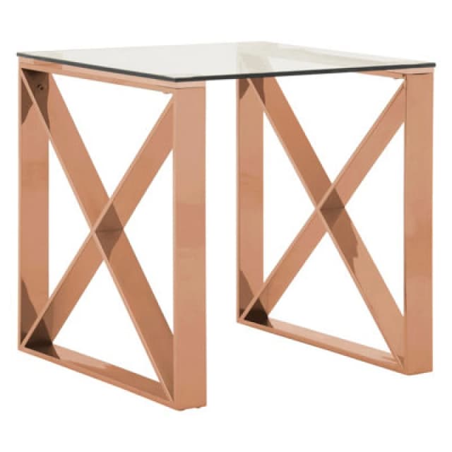 Orsina Durable Rose Gold Cross Legs End Table, Stylish Design Side Table For Livingroom, Versatile Side Table