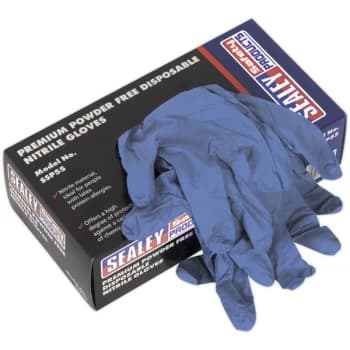 SSP55L Premium Powder-Free Disposable Nitrile Gloves Large Pack of 100 - Sealey