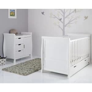 Obaby Stamford Classic Sleigh 2 Piece Room Set - White