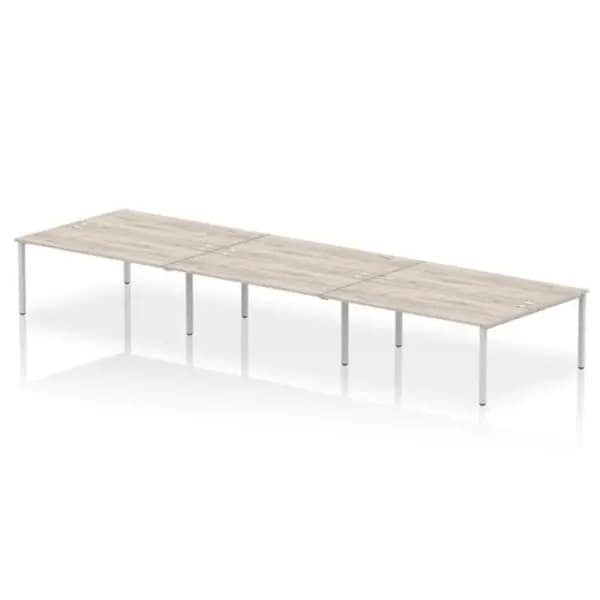 Impulse Impulse Bench B2B 6 Person 1800 Silver Frame Office Bench Desk Grey Oak IMB6P18GRYS