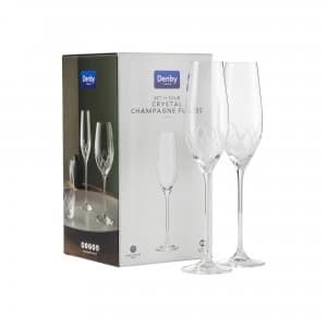 Denby Lotus Leadless Crystal Champagne Flutes Set of 4