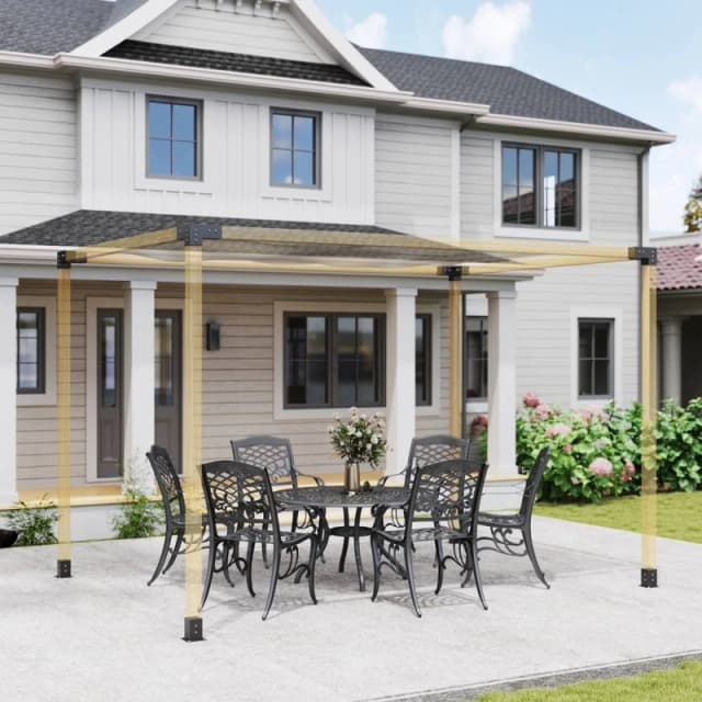 Outsunny Pergola Kit with 3-Way Corner Brackets & Post Base for 92mm Lumber Black