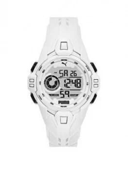 Puma Puma White Digital Dial White Pu Strap Watch