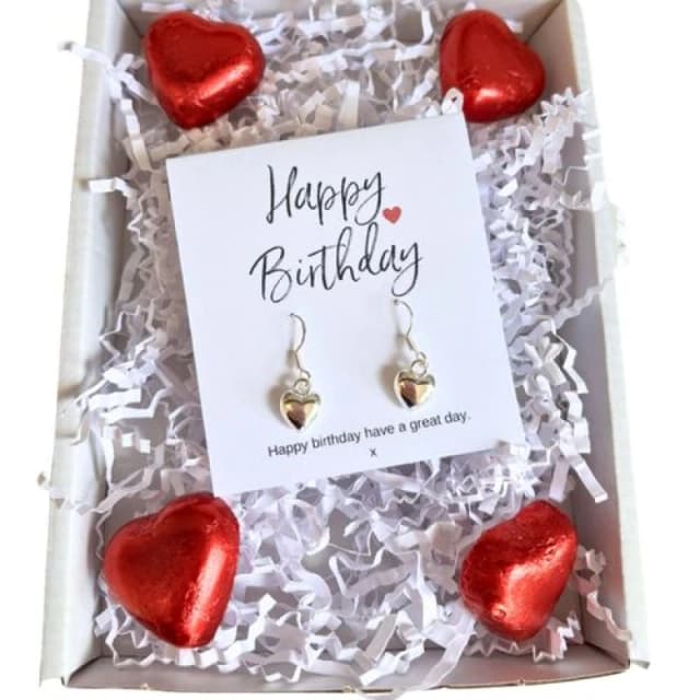 Aye Do Gifts Happy Birthday Mini Gift Hamper with Silver Heart Earrings