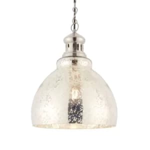 Darna LED 1 Light Pendant Bright Nickel, Mercury Glass, E27