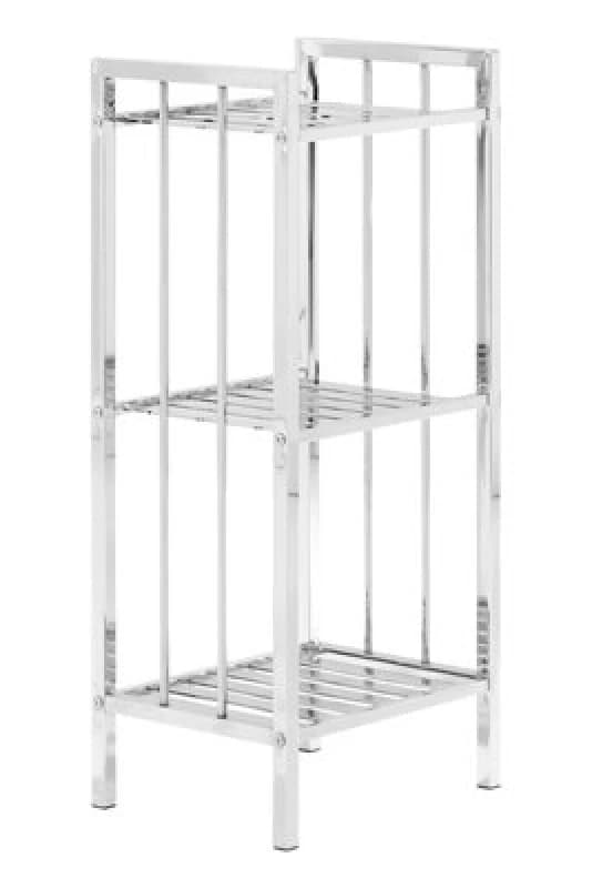 Premier Housewares Dara 3 Tier Chrome Shelf Unit with Slatted Sides Silver