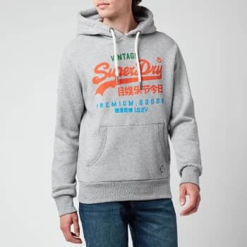 Superdry Mens Vintage Logo Tri Hoodie - Silver Glass Feeder - L